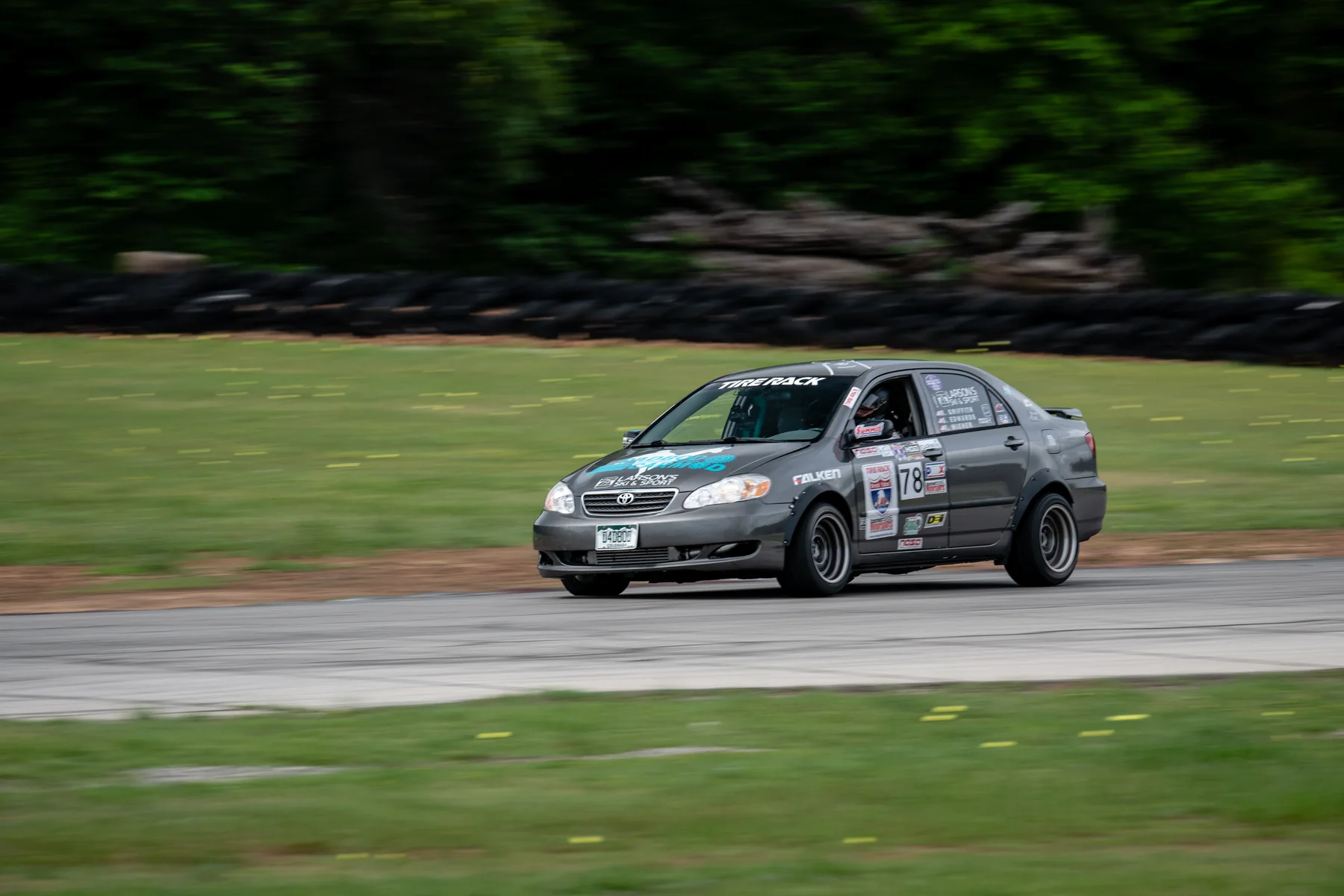 Dadbod Carmod Corolla on track at Hallett during One Lap of America 2023