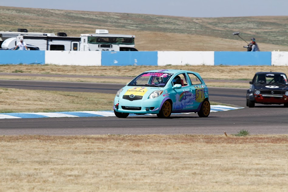 Car #57 Toyota Yaris on track at High Plains Raceway